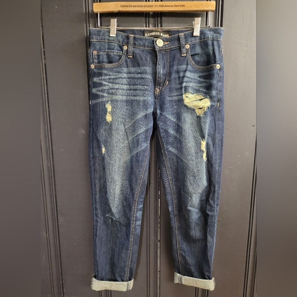 Express Distressed Girlfriend Ankle Denim